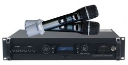 Amply karaoke 500W x 2 liá»n micro - Äáº©y liá»n vang kÃ¨m micro khÃ´ng dÃ¢y AAV CM-500